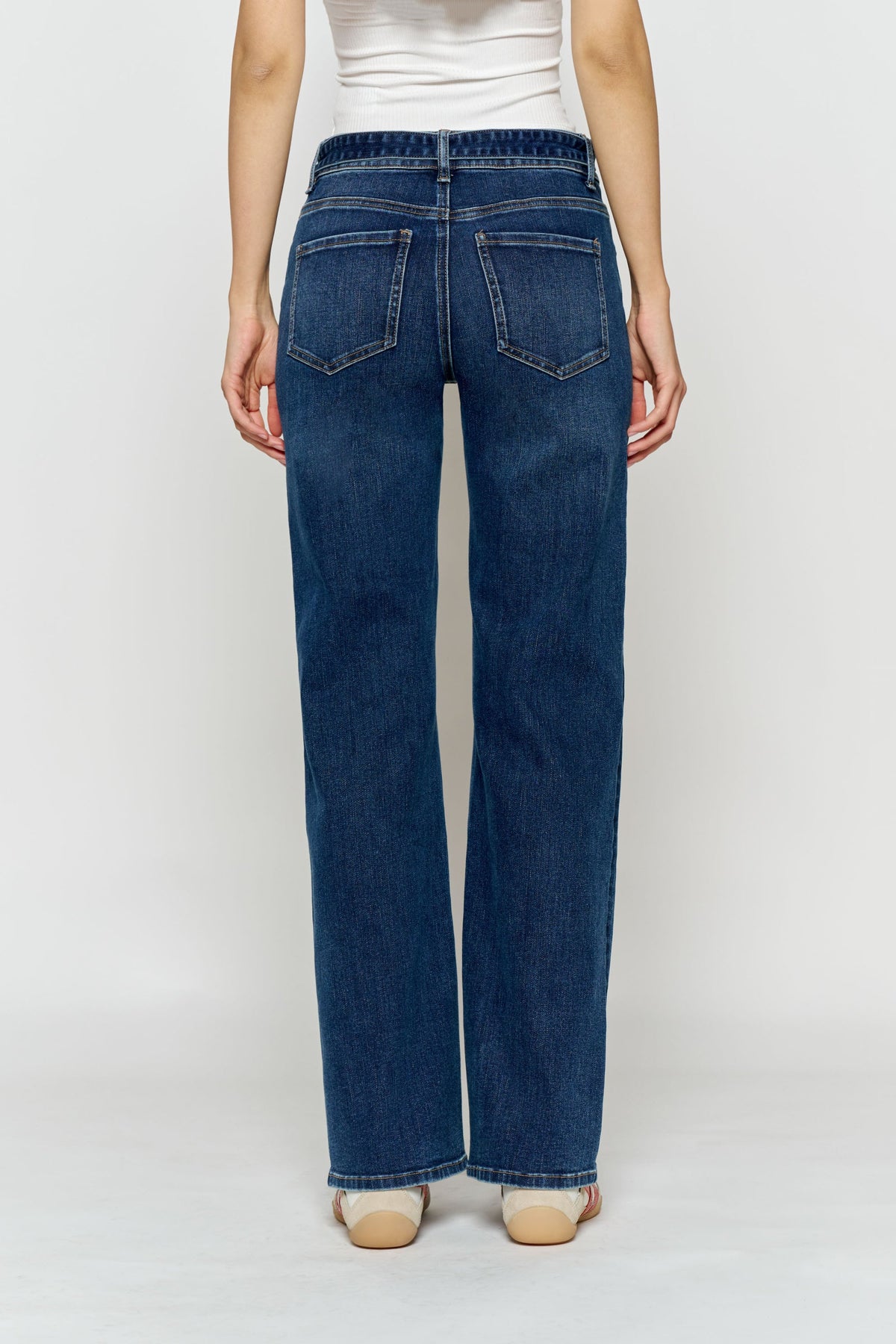 High Rise Belted Wide Leg Jeans with Buckle Closure — additional view 8