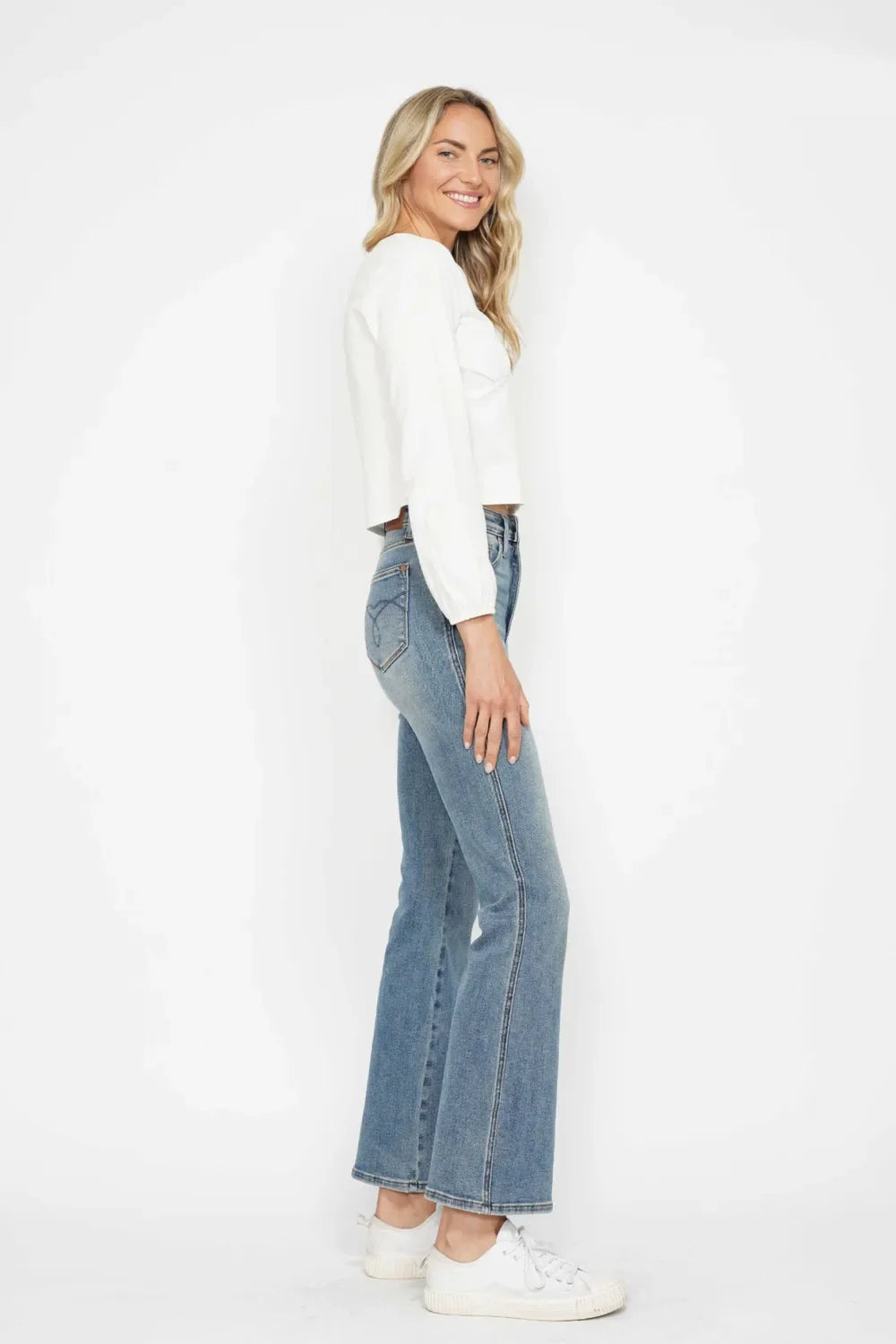 Embroidered-Pocket Bootcut Jeans — additional view 11