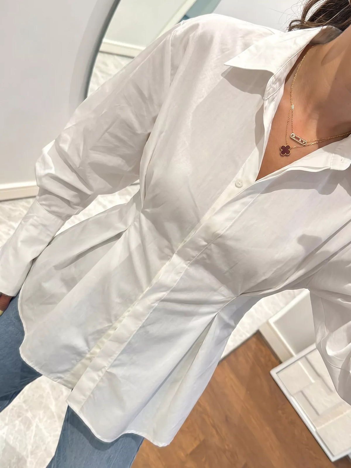 Cotton Lantern-Sleeve Shirt