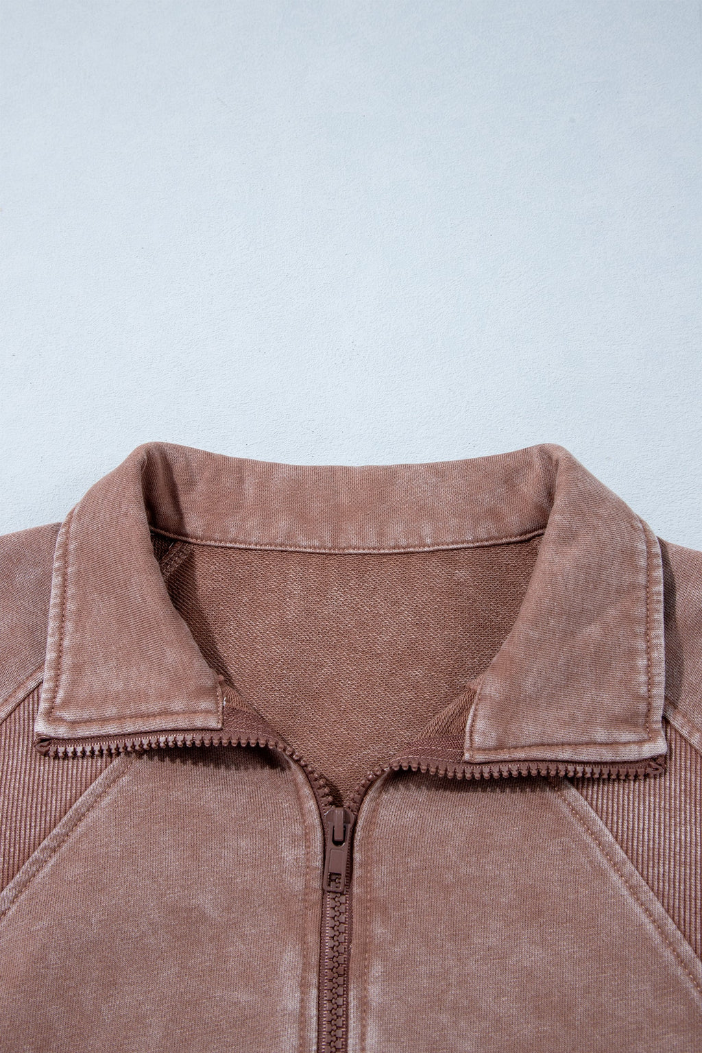 Mineral Wash Half-Zip Ribbed Hem Sweatshirt — additional view 4