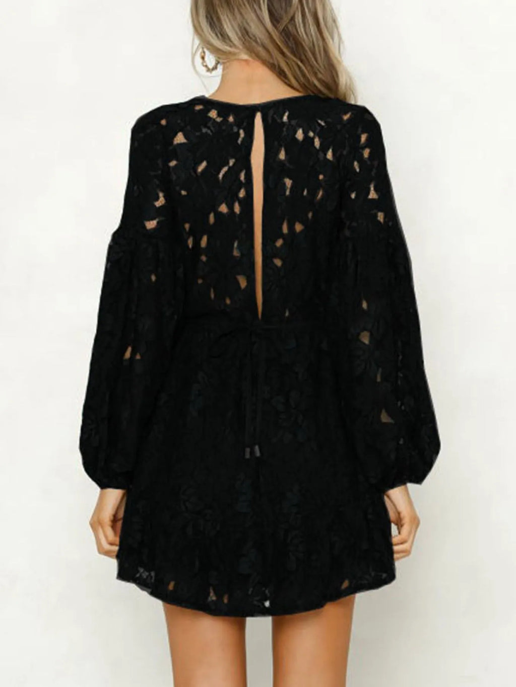 Lace Tie-Detail Mini Dress — additional view 10