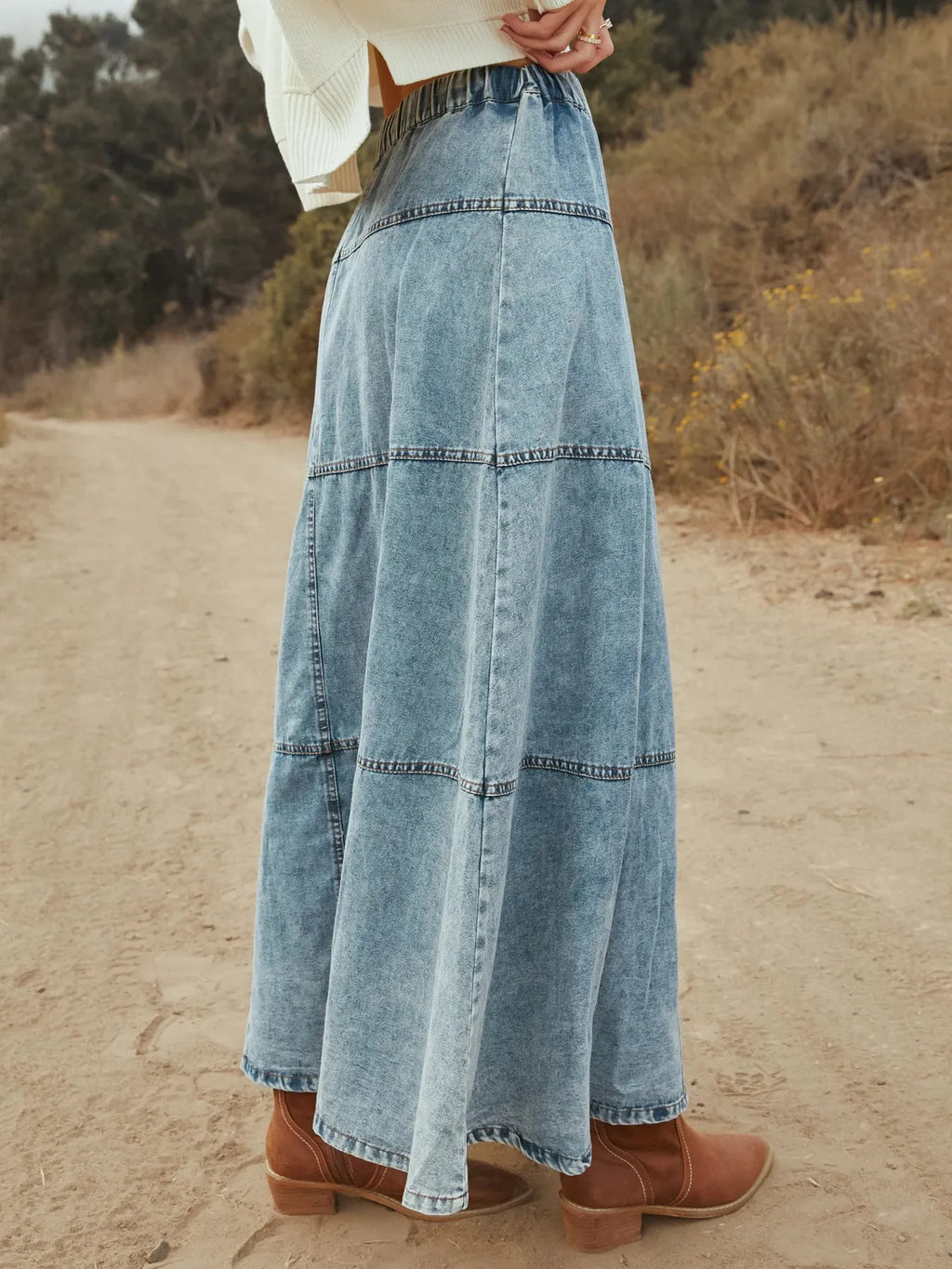 Tiered Denim Maxi Skirt — additional view 2