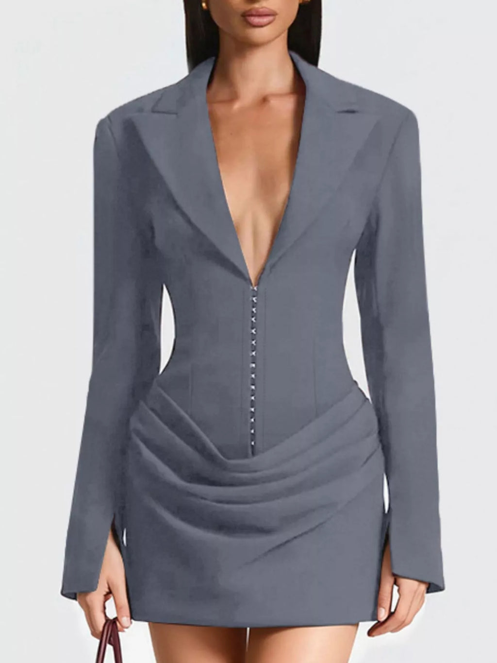 Long-Sleeve Blazer Mini Dress — additional view 12