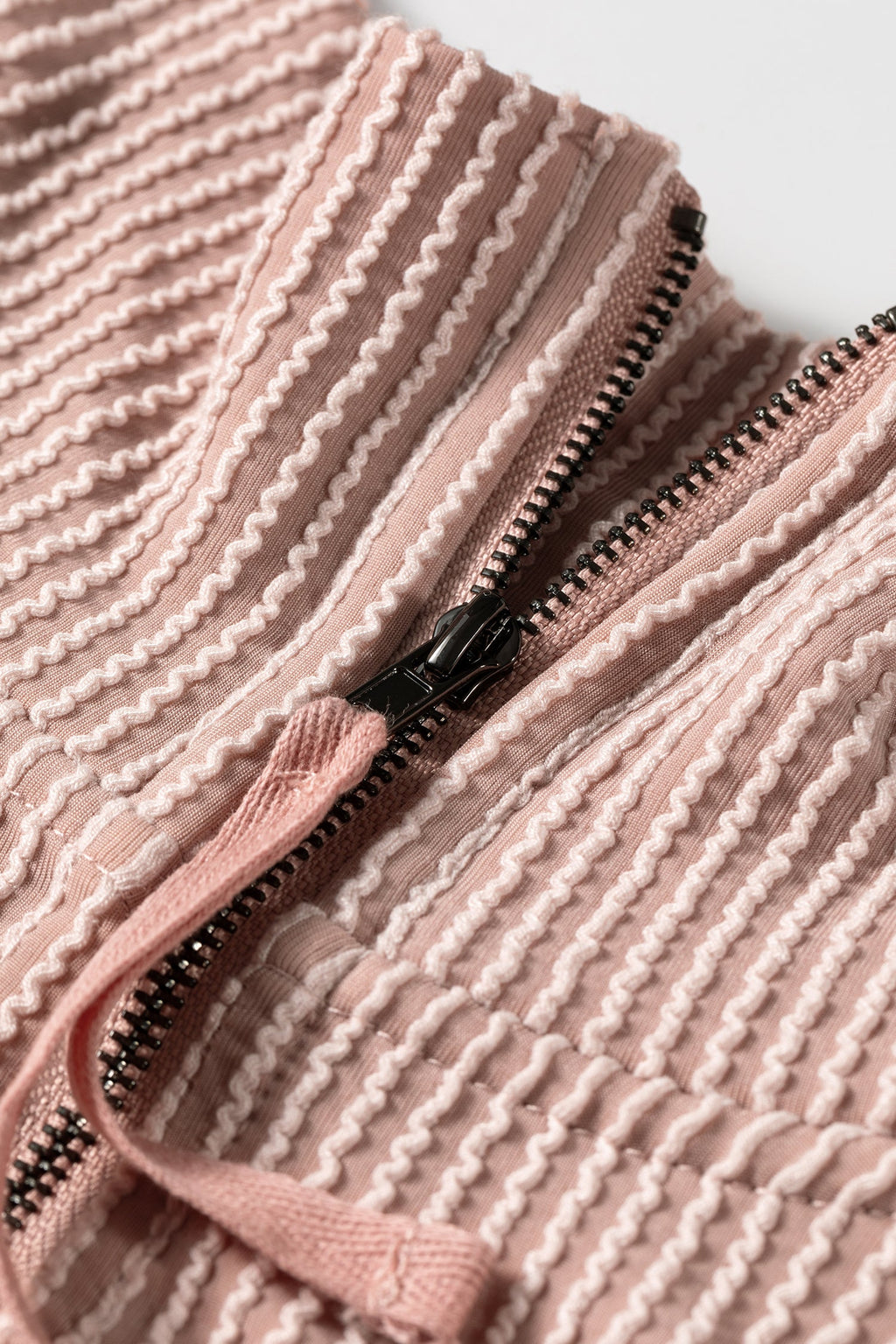 Solid Corded Knit Half Zip Collar Long Sleeve Top — additional view 4