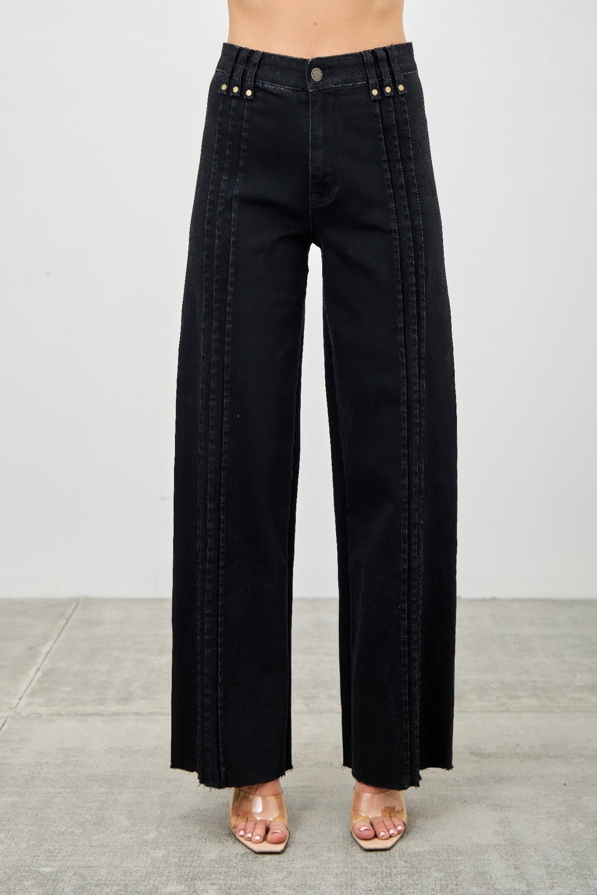 Front-Pleat Straight Jeans