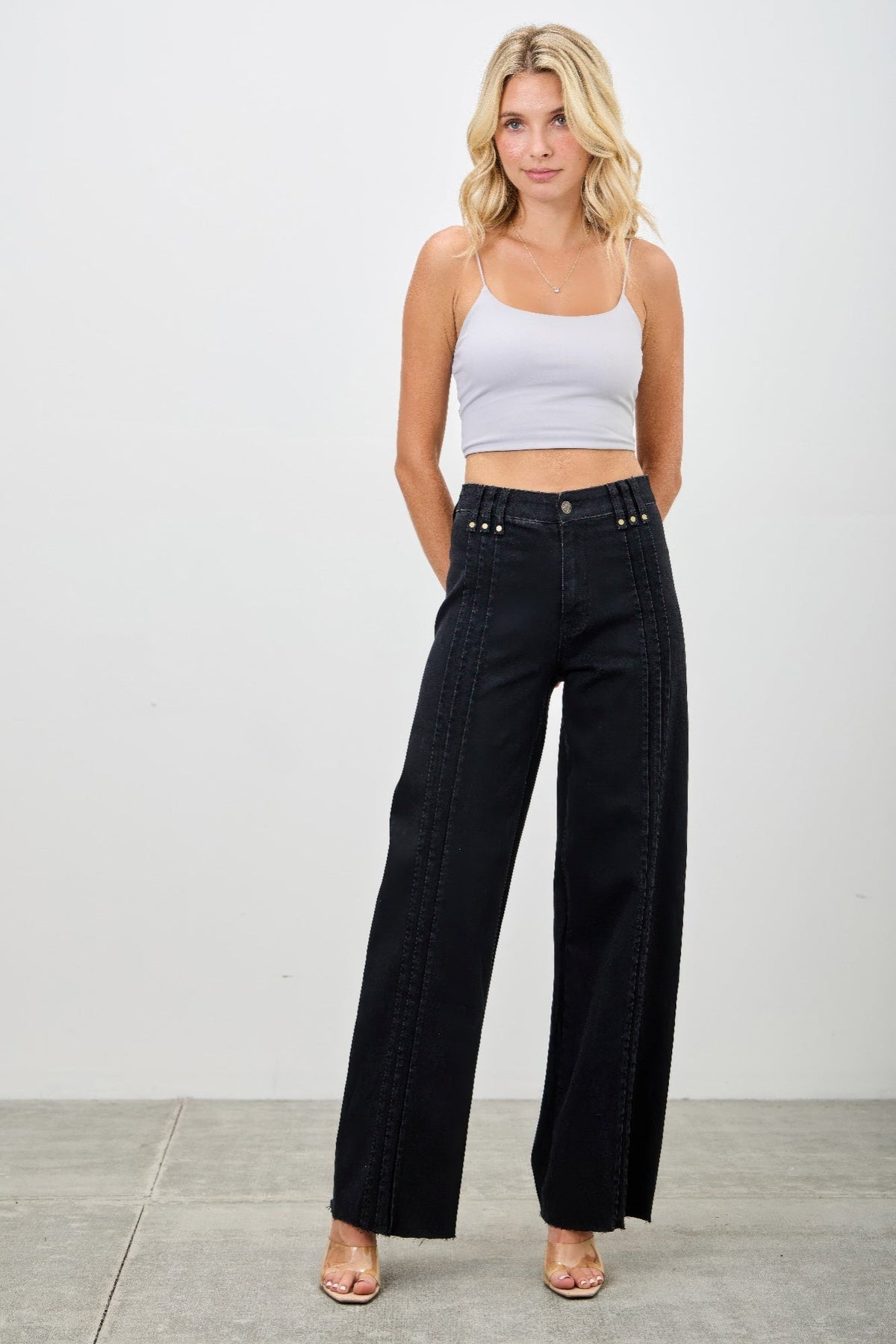 Front-Pleat Straight Jeans