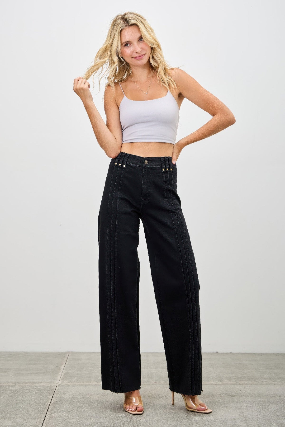 Front-Pleat Straight Jeans