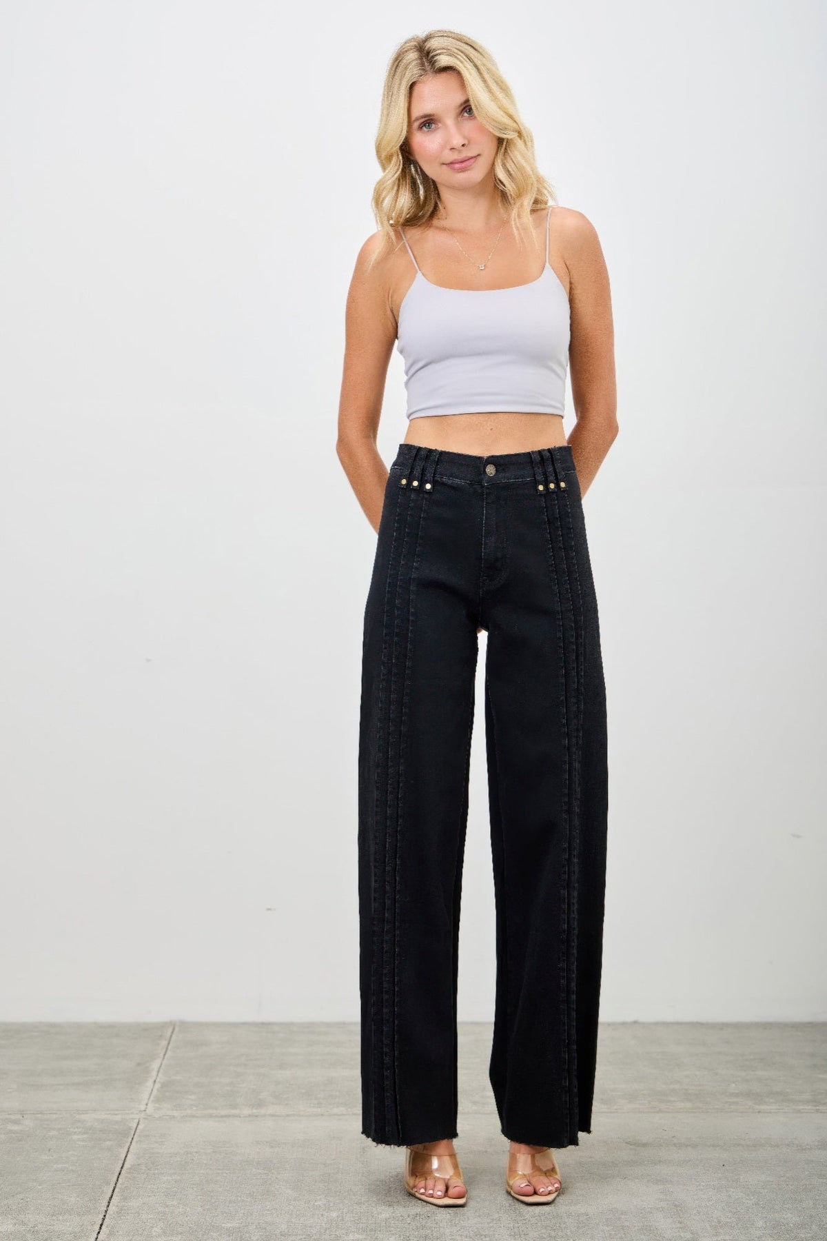 Front-Pleat Straight Jeans