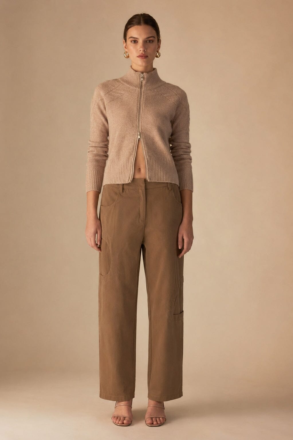 Curved-Panel Wide-Leg Pants